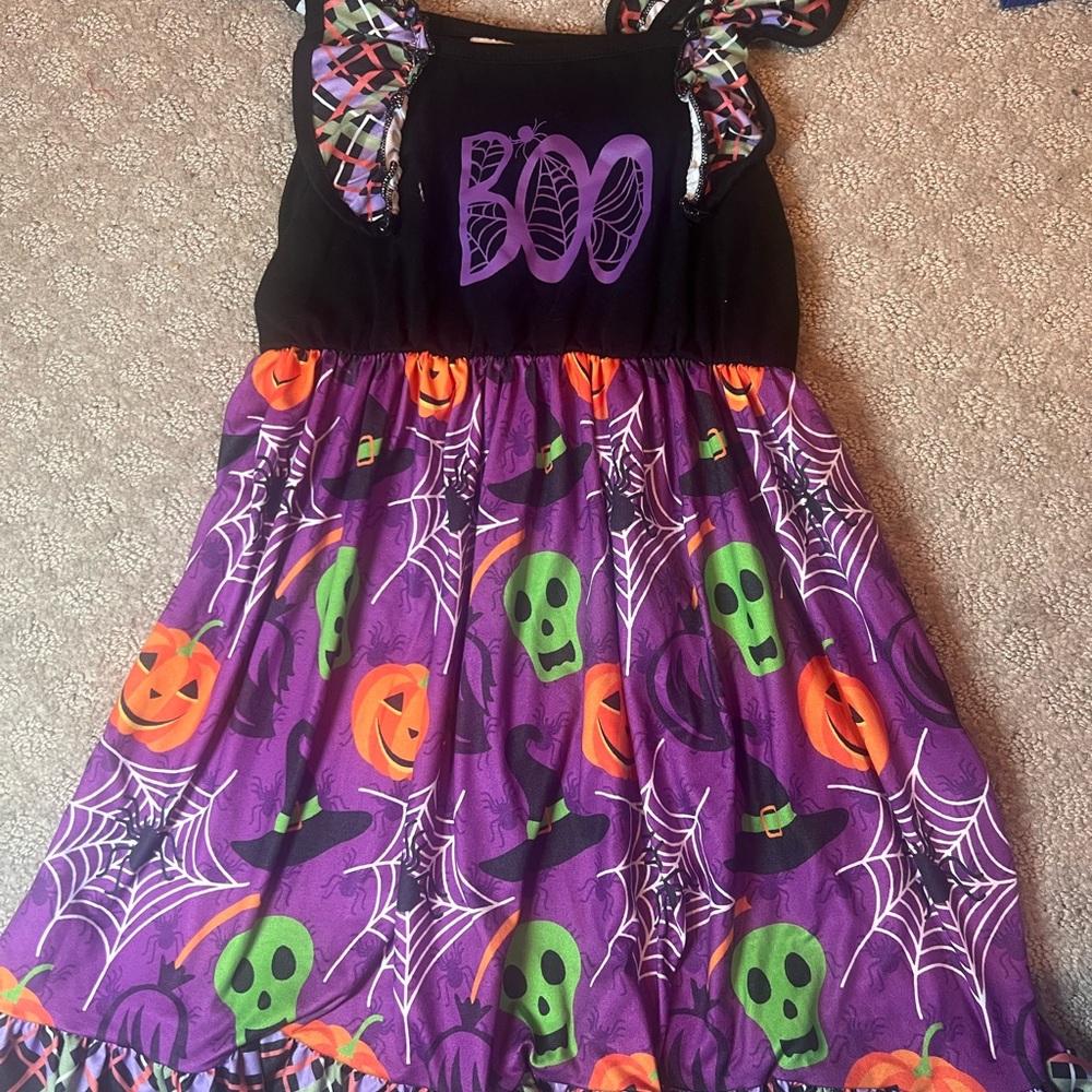 Kids Halloween Boo Dress - Purple and Black